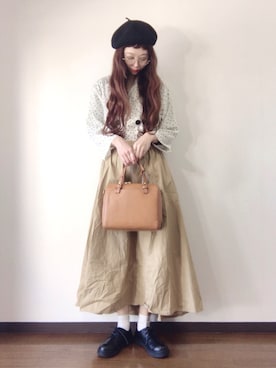 「FOSSIL（フォッシル）のアイテム（ハンドバッグ）」を使った、エリーさん（レディース・163cm）の春コーディネート
