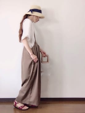 「La-gemme」｜「アイテム（サロペット/オーバーオール）」を使った、エリーさん（レディース・163cm）の夏コーディネート