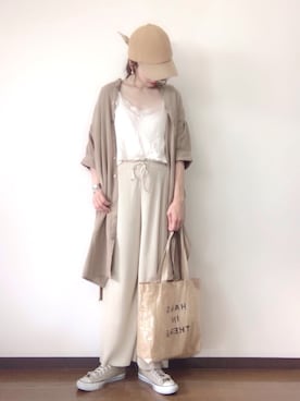 「petitcro（プティクロ）のpetitcro  ワイドバングル PCKB1901001（バングル/リストバンド）」を使った、エリーさん（レディース・163cm）の夏コーディネート