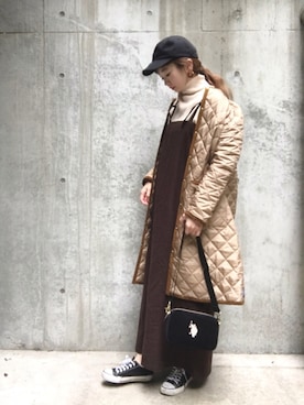 「アイテム（イヤリング）」を使った、エリーさん（レディース・163cm）の冬コーディネート