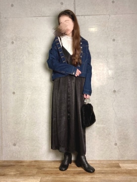 「sakishimatokyo（サキシマトーキョー）のアイテム（デニムジャケット）」を使った、エリーさん（レディース・163cm）の秋コーディネート