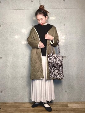 「sakishimatokyo」｜「アイテム（ノーカラージャケット）」を使った、エリーさん（レディース・163cm）の冬コーディネート