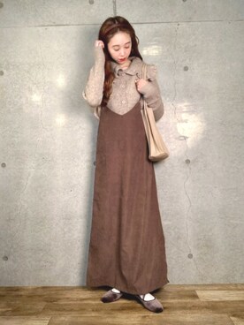 「ISOOK（アイスー）のアイテム（ワンピース/ドレス）」を使った、エリーさん（レディース・163cm）の冬コーディネート