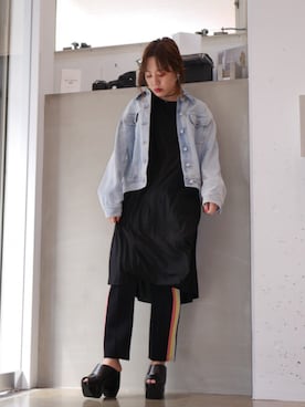 「MM6 Maison Margiela（ｴﾑｴﾑｼｯｸｽ ﾒｿﾞﾝ ﾏﾙｼﾞｪﾗ）のアイテム（ジャケット/アウター）」を使った、FLONT STAFF さん（レディース・160cm）の春コーディネート