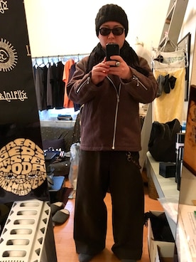 「STUSSY（ステューシー）のアイテム（ライダースジャケット）」を使った、YUUSUKE@ganeshaさん（メンズ・171cm）の冬コーディネート