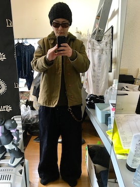 「BRIXTON（ブリクストン）のアイテム（ジャケット/アウター）」を使った、YUUSUKE@ganeshaさん（メンズ・171cm）の冬コーディネート