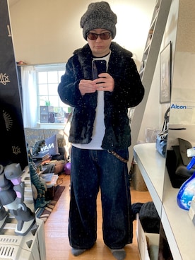「MM6 Maison Margiela（ｴﾑｴﾑｼｯｸｽ ﾒｿﾞﾝ ﾏﾙｼﾞｪﾗ）のアイテム（帽子）」を使った、YUUSUKE@ganeshaさん（メンズ・171cm）の冬コーディネート