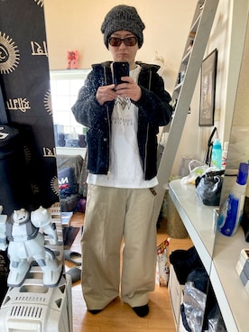 「MM6 Maison Margiela（ｴﾑｴﾑｼｯｸｽ ﾒｿﾞﾝ ﾏﾙｼﾞｪﾗ）のアイテム（帽子）」を使った、YUUSUKE@ganeshaさん（メンズ・171cm）の冬コーディネート