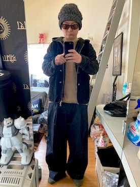 「MM6 Maison Margiela（ｴﾑｴﾑｼｯｸｽ ﾒｿﾞﾝ ﾏﾙｼﾞｪﾗ）のアイテム（帽子）」を使った、YUUSUKE@ganeshaさん（メンズ・171cm）の冬コーディネート