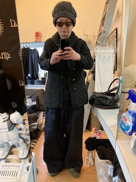 「MM6 Maison Margiela（ｴﾑｴﾑｼｯｸｽ ﾒｿﾞﾝ ﾏﾙｼﾞｪﾗ）のアイテム（帽子）」を使った、YUUSUKE@ganeshaさん（メンズ・171cm）の冬コーディネート