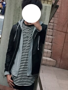 「白黒」｜「アイテム（ブルゾン）」を使った、yahiroさん（メンズ・172cm）の冬コーディネート