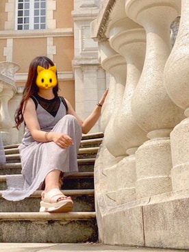 「アイテム（ワンピース/ドレス、シルバー系）」を使った、kanaさん（レディース・153cm）の夏コーディネート