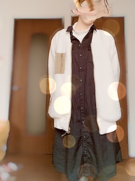 「chocol raffine robe（ショコラフィネローブ）のアイテム（シャツワンピース）」を使った、けいぽよさん（レディース・165cm）の冬コーディネート