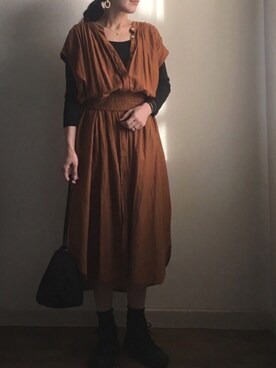 「Simplicite（サンプリシテ）のアイテム（シャツワンピース）」を使った、Ryoさん（レディース・156cm）の冬コーディネート