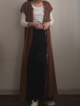 「Simplicite（サンプリシテ）のアイテム（シャツワンピース）」を使った、Ryoさん（レディース・156cm）の冬コーディネート