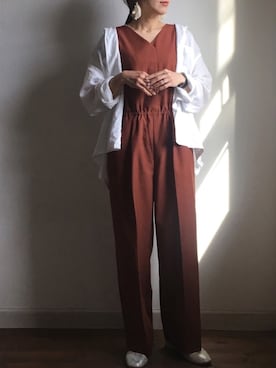 「シルバーシューズ」｜「アイテム（オールインワン・サロペット）」を使った、Ryoさん（レディース・156cm）の春コーディネート