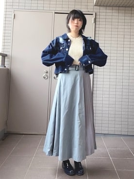 「COLONY 2139（コロニートゥーワンスリーナイン）のアイテム（デニムジャケット）」を使った、神咲有希乃さん（レディース・162cm）の春コーディネート
