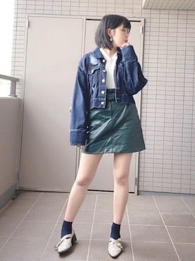 「COLONY 2139（コロニートゥーワンスリーナイン）のアイテム（デニムジャケット）」を使った、神咲有希乃さん（レディース・162cm）の春コーディネート