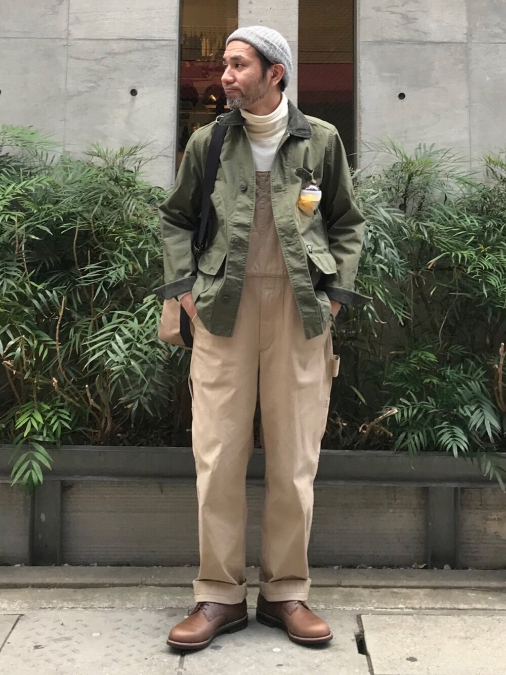 「snow peak、アウトドアスタイル」｜「Snow Peakのアイテム（カバーオール、グリーン系）」を使った、snowpeak_yoshimasaさん（メンズ・171cm）の冬コーディネートの1枚目の写真