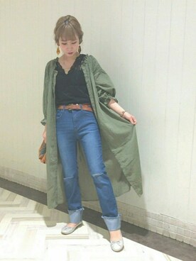 「レースタンク」｜伊織さん（レディース・155cm）の春コーディネート