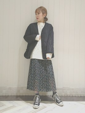 「w closet（ダブルクローゼット）のアイテム（その他アウター）」を使った、伊織さん（レディース・155cm）の秋コーディネート