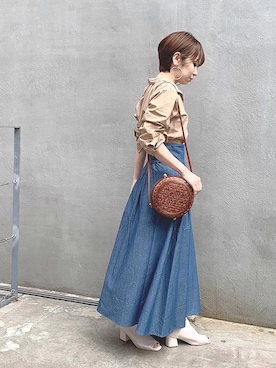 「alleybywcloset」｜「アイテム（シャツワンピース）」を使った、伊織さん（レディース・155cm）の春コーディネート