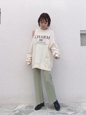 「alleybywcloset」｜「アイテム（スウェット）」を使った、伊織さん（レディース・155cm）の春コーディネート