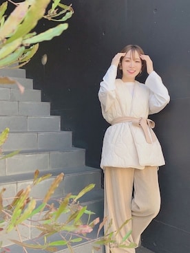 「alleybywcloset」｜「アイテム（その他アウター）」を使った、伊織さん（レディース・155cm）の春コーディネート