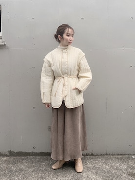 「w closet（ダブルクローゼット）のアイテム（その他アウター）」を使った、伊織さん（レディース・155cm）の冬コーディネート