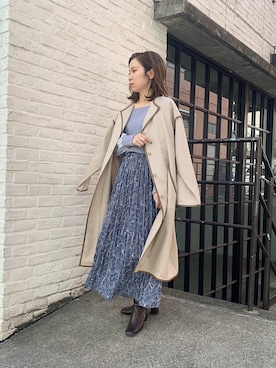 「2021春新作」｜「アイテム（ノーカラーコート）」を使った、伊織さん（レディース・155cm）の冬コーディネート