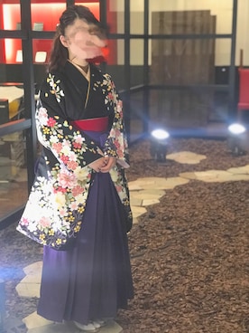 「袴」｜「アイテム（浴衣）」を使った、てぃなさん（レディース・155cm）の春コーディネート