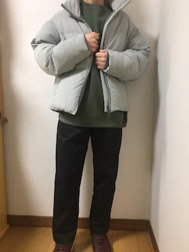 「大学生コーデ」｜「アイテム（ダウンジャケット/コート）」を使った、yuさん（メンズ・163cm）の冬コーディネート