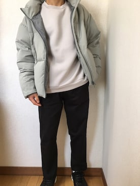 「大学生コーデ」｜「アイテム（ダウンジャケット/コート）」を使った、yuさん（メンズ・163cm）の冬コーディネート