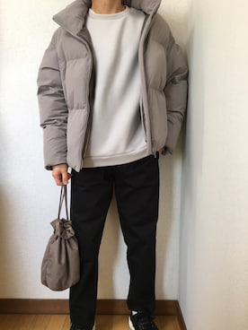 「大学生コーデ」｜「アイテム（ダウンジャケット/コート）」を使った、yuさん（メンズ・163cm）の冬コーディネート