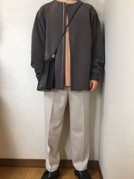 「大学生コーデ」｜「アイテム（ノーカラージャケット）」を使った、yuさん（メンズ・163cm）の冬コーディネート