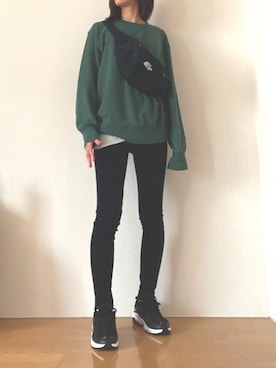 「ノースフェイス」｜「アイテム（スウェット）」を使った、kaooooさん（レディース・165cm）の春コーディネート