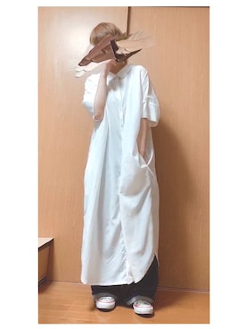 「osharewalker（オシャレウォーカー）のアイテム（シャツワンピース）」を使った、enu_blackさん（レディース・160cm）の春コーディネート