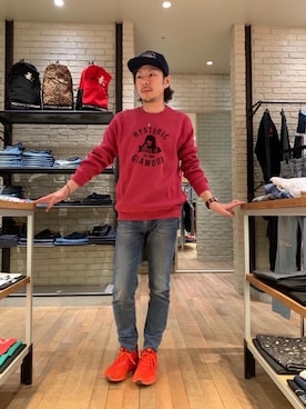 「HYSTERIC GLAMOUR（ヒステリックグラマー）のHYS WHISKY柄 刺繍キャップ（キャップ）」を使った、Seiyaさん（メンズ・170cm）の春コーディネート