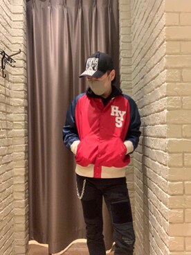 「HYSTERIC GLAMOUR（ヒステリックグラマー）のアイテム（スタジャン）」を使った、Seiyaさん（メンズ・171cm）の冬コーディネート