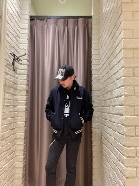 「HYSTERIC GLAMOUR（ヒステリックグラマー）のアイテム（スタジャン）」を使った、Seiyaさん（メンズ・171cm）の秋コーディネート