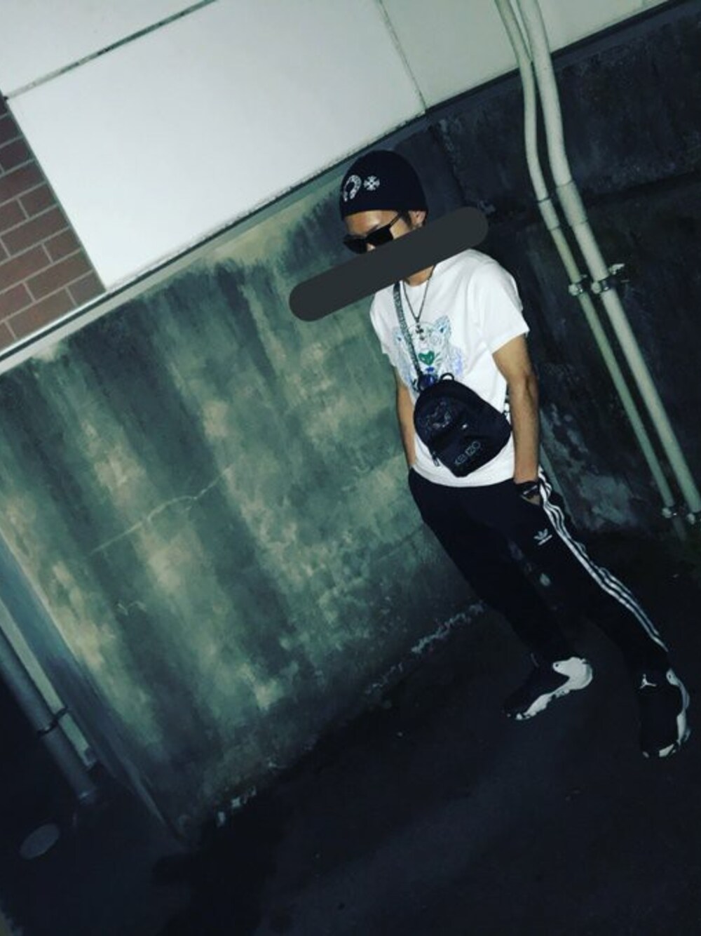 「NIKE、KENZO、adidas、Chrome Hearts、versace、TAG HEUER」｜「CHROME HEARTSのCHROME HEARTSのビーニー（ニットキャップ/ビーニー、ブラック系）」を使った、卍さん（メンズ・163cm）の秋コーディネートの1枚目の写真