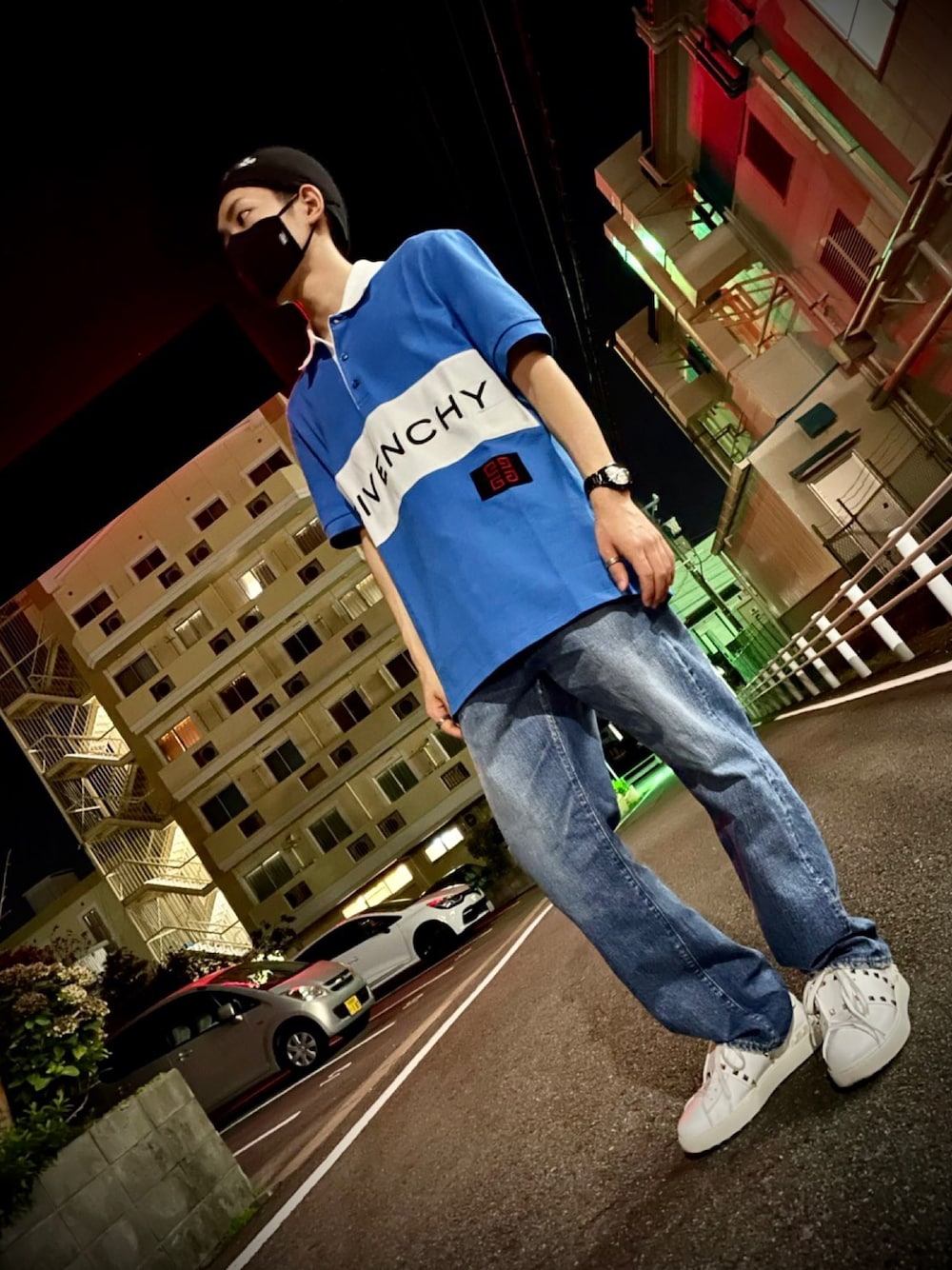 「ファッションの力を信じよう、低身長男子、低身長、GIVENCHY、valentino、Chrome Hearts、Hysteric Glamour、TAG HEUER、JUSTIN DAVIS、ブルー」｜「CHROME HEARTSのCHROME HEARTSのビーニー（ニットキャップ/ビーニー、ブラック系）」を使った、卍さん（メンズ・163cm）の秋コーディネートの1枚目の写真