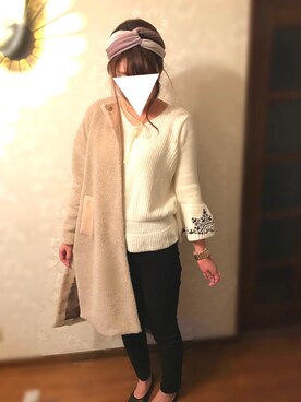 「レトロ」｜「アイテム（ダウンジャケット/コート）」を使った、ももさん（レディース・168cm）の冬コーディネート