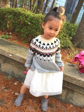 「アイテム（ブーツ、シルバー系）」を使った、Link さん（キッズ・90cm）の冬コーディネート