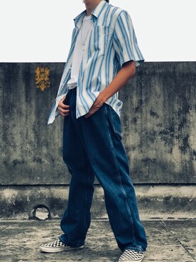「休闲」｜「アイテム（スリッポン）」を使った、飛翔的猫さん（メンズ・170cm）の秋コーディネート