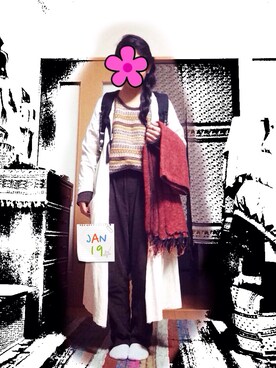 「AS as know as（エーエス アズノウアズ）のアイテム（ニット/セーター）」を使った、はる🌞さん（レディース・154cm）の冬コーディネート