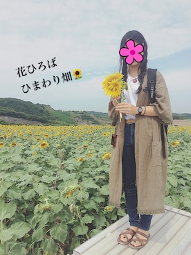 「ひまわり畑」｜「アイテム（アクセサリー）」を使った、はる🌞さん（レディース・154cm）の秋コーディネート