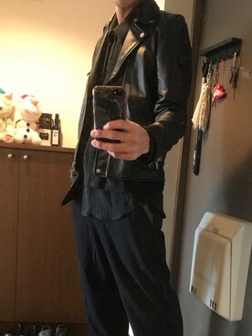 「WRAPINKNOT（ラッピンノット）のアイテム（スラックス）」を使った、にっくさん（メンズ・169cm）の秋コーディネート