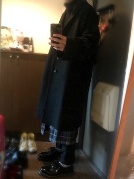「LAD MUSICIAN（ラッドミュージシャン）のアイテム（チェスターコート）」を使った、にっくさん（メンズ・169cm）の冬コーディネート