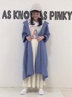 「AS KNOW AS PINKY（アズノゥアズピンキー）のアイテム（ジャケット/アウター）」を使った、かさぴ！さん（レディース・158cm）の春コーディネート